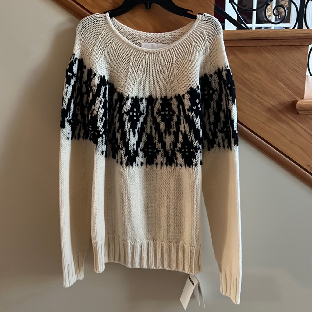 Jil Sander Sweater Sizes 34(Us4), 38(Us8),42(Us12) Black/Soft White New With Tag